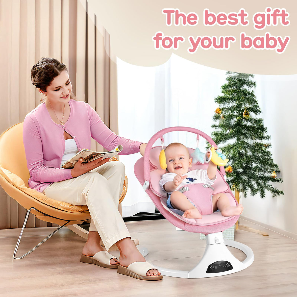 Harppa pink baby swing lifestyle setup indoors
