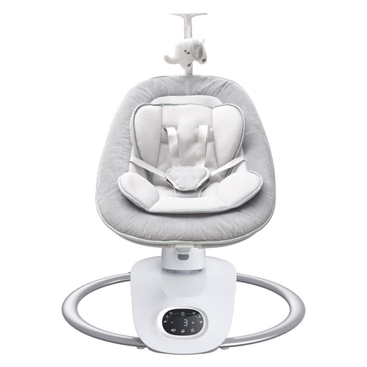 Momcozy baby swing sleep pad installed in 5-point harness swing
