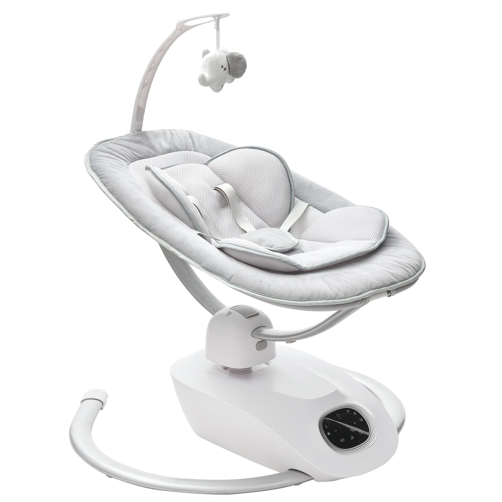 Momcozy infant insert being removed from baby swing for washing