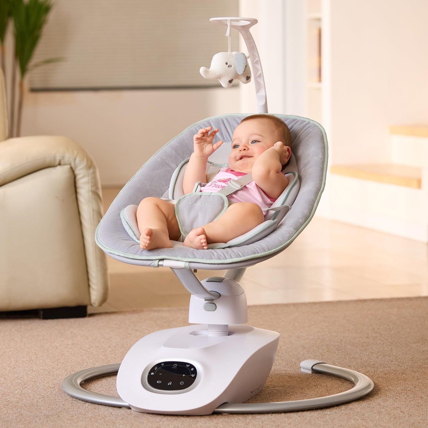 Packaging of authentic Momcozy CocoSway infant insert