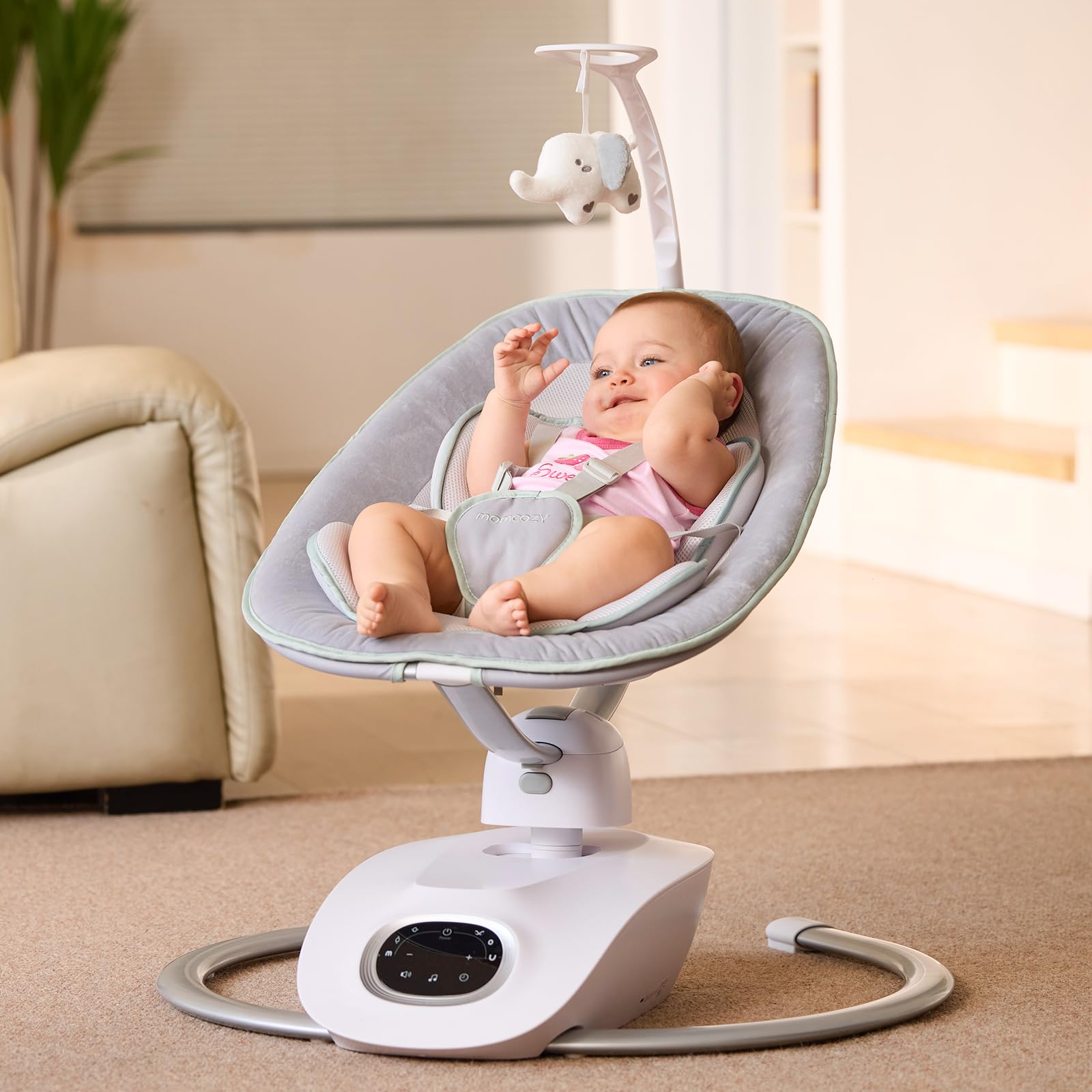 Packaging of authentic Momcozy CocoSway infant insert