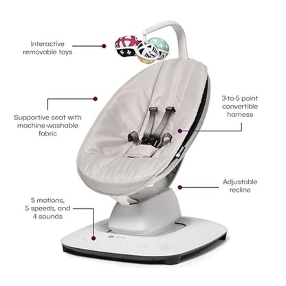 4moms MamaRoo baby swing side profile showing recline