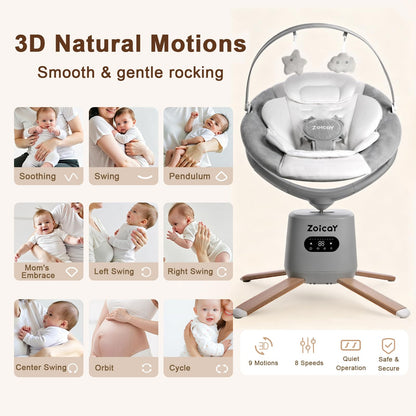 Zoicay smart infant swing with 360 degree rotation