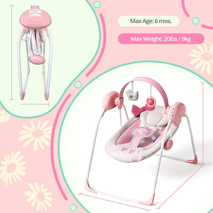 Surbowbaby pink infant swing with toy bar