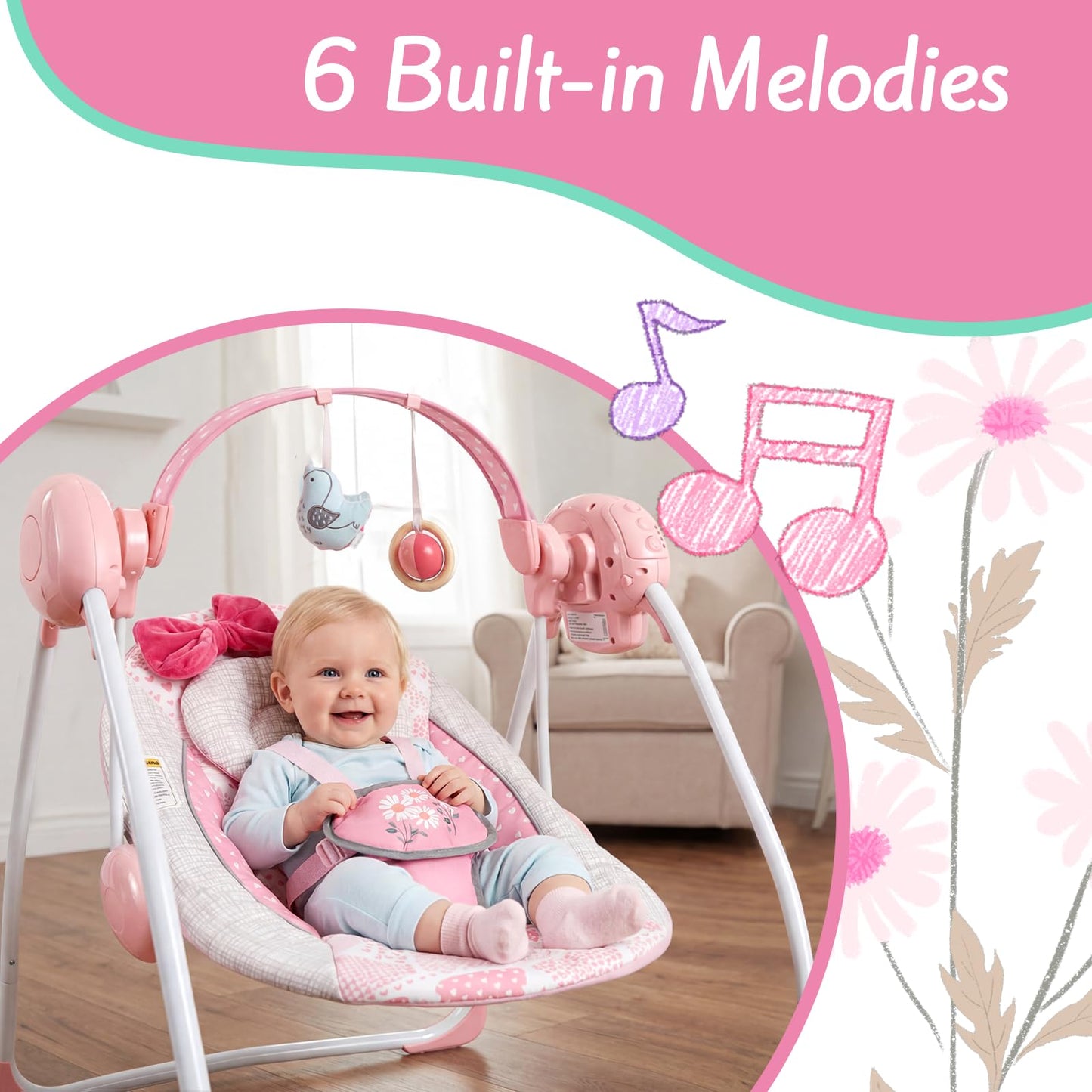 Side view of Surbowbaby folding baby rocker