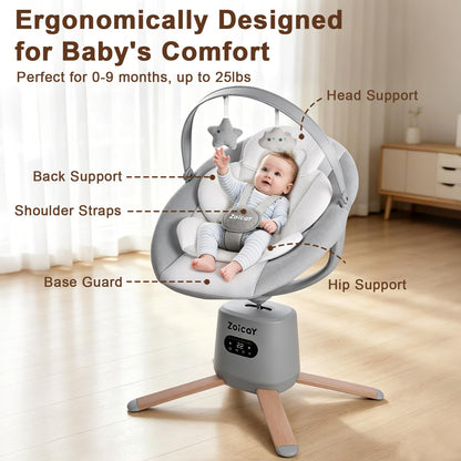 Modern nursery setup with Zoicay smart electric baby swing