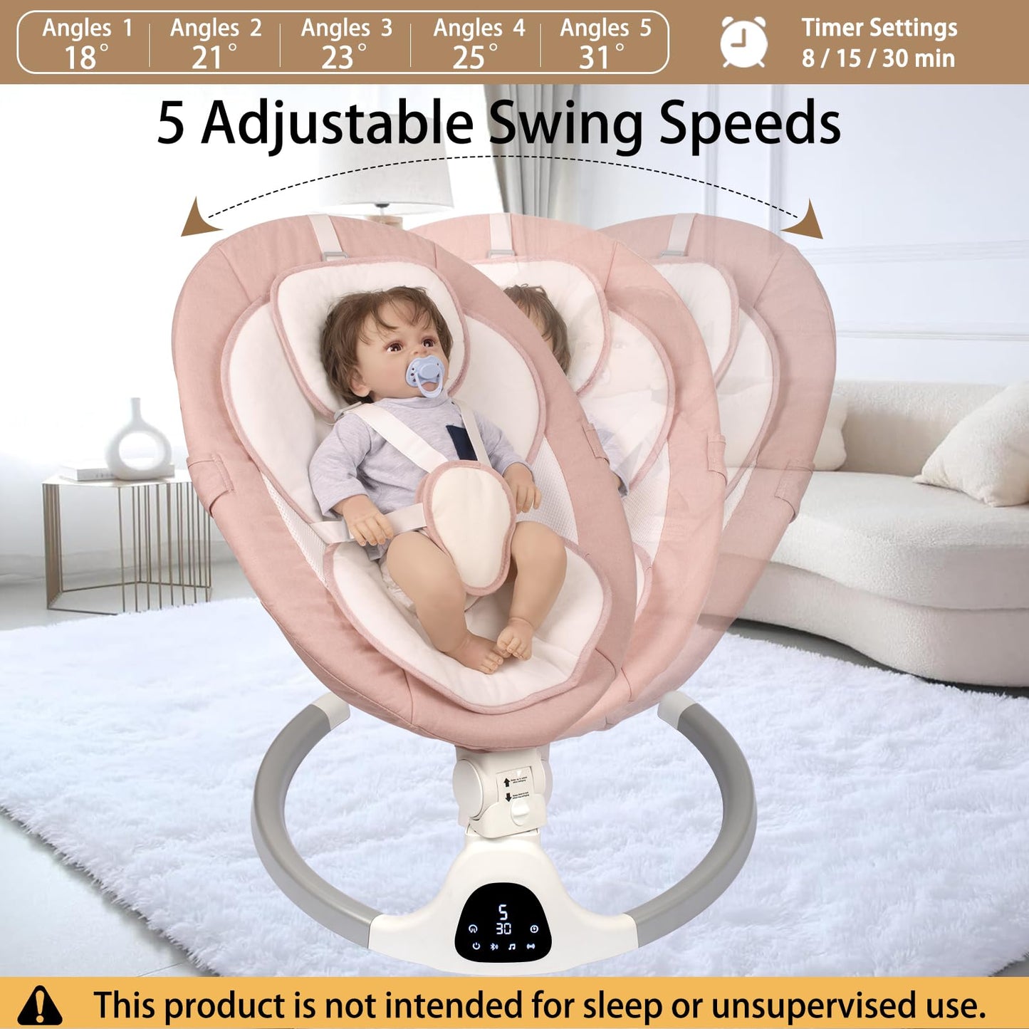 JFOVMCYG portable infant rocker with remote control