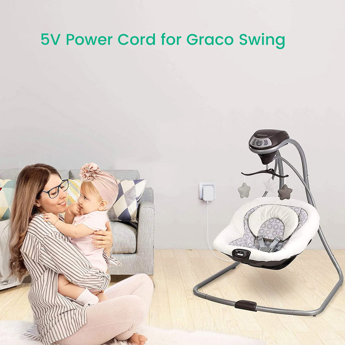 Smays baby swing charger power supply unit angle view