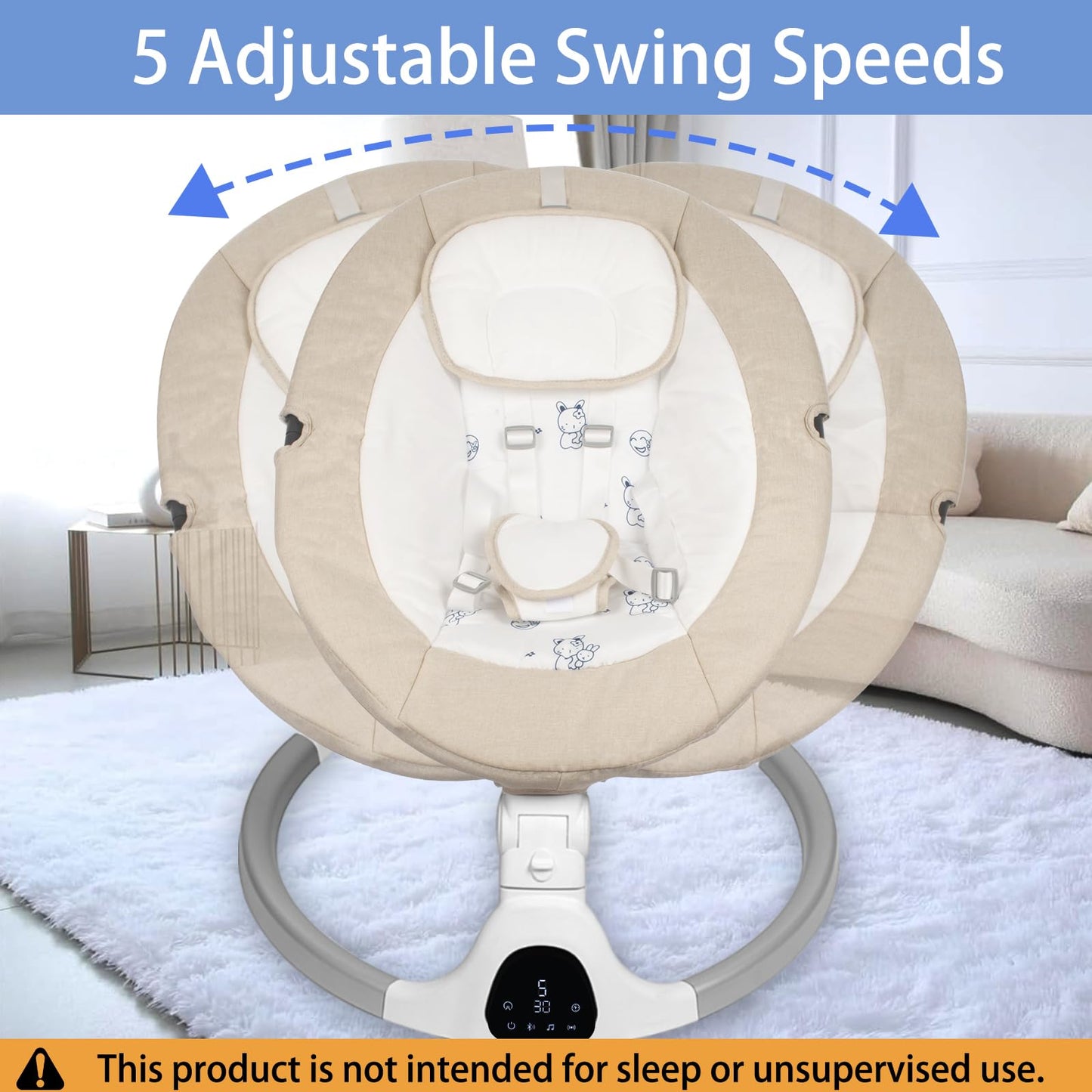 Jfovmcyg infant swing with touch screen control panel