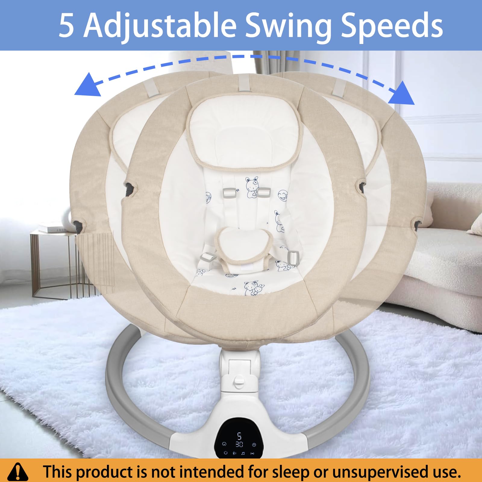 Jfovmcyg infant swing with touch screen control panel