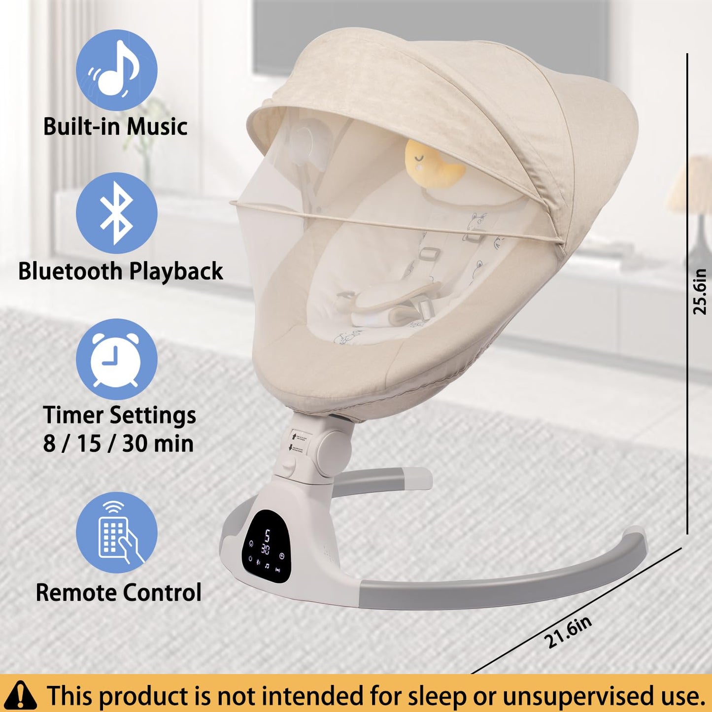 Jfovmcyg baby swing 5-point harness safety detail