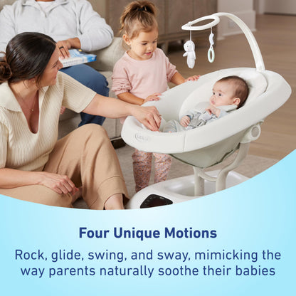 Side profile of Graco SmartSense baby swing motions