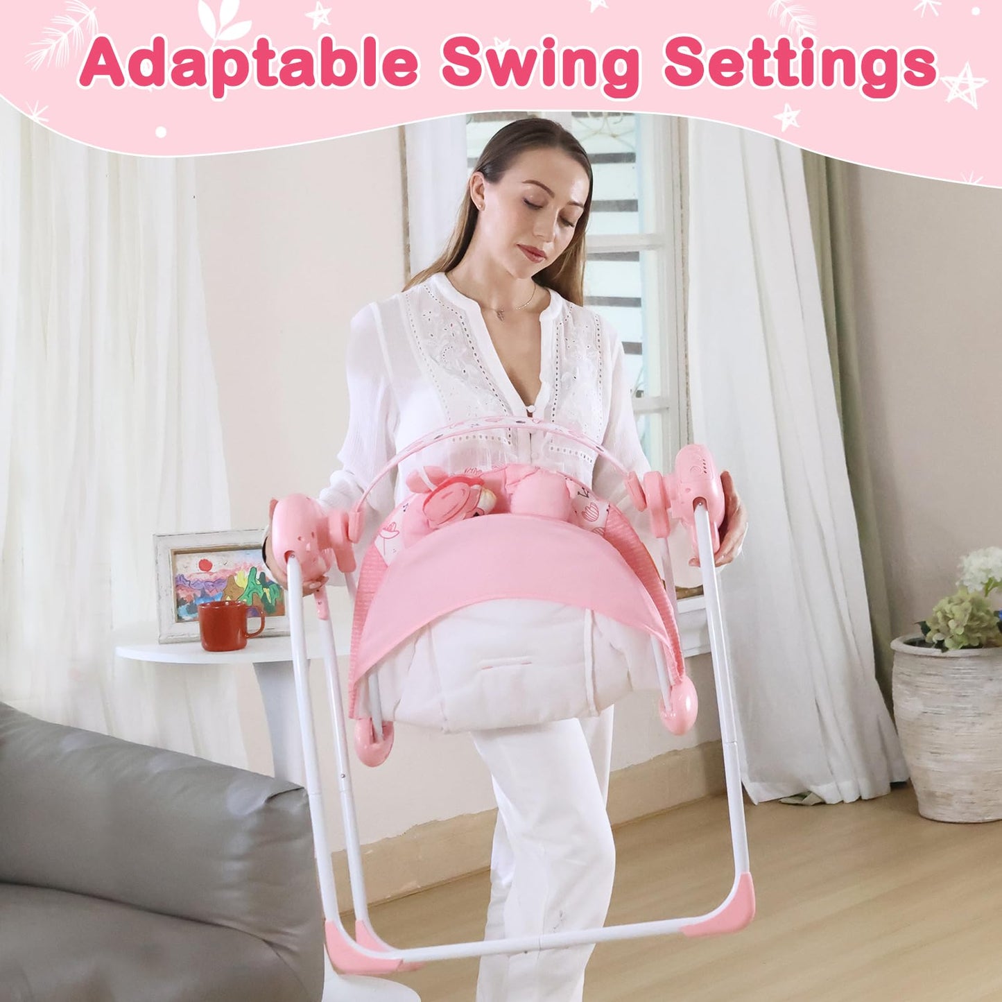 Infant swing cushioned seat detail for comfort