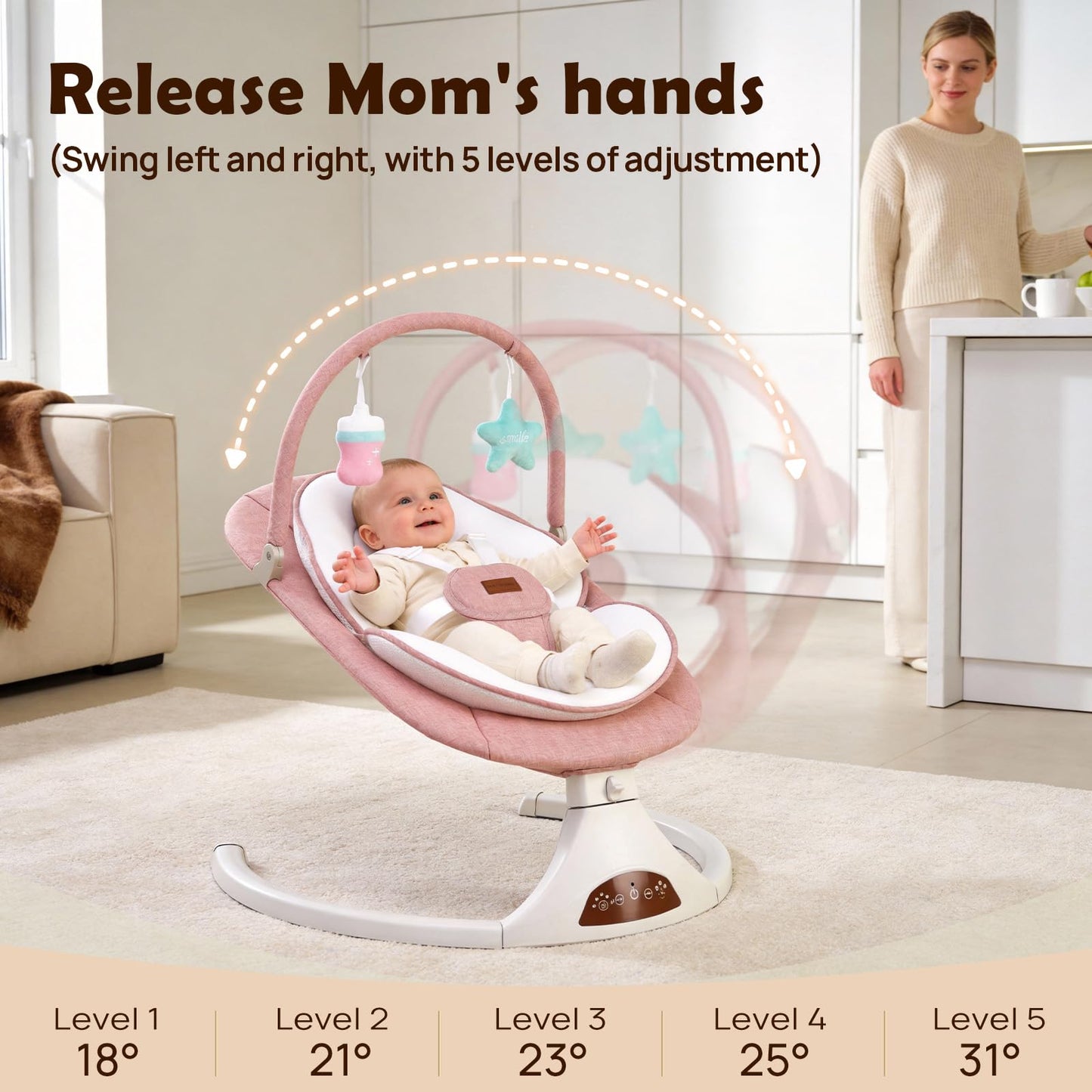 Stationary baby swing for newborns side profile