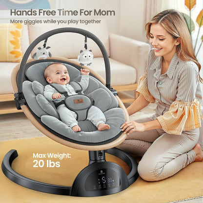Close up of LrerBB baby swing touch panel and remote control