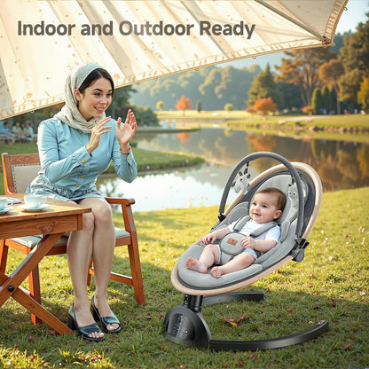 Modern design of LrerBB baby swing in a home nursery setting