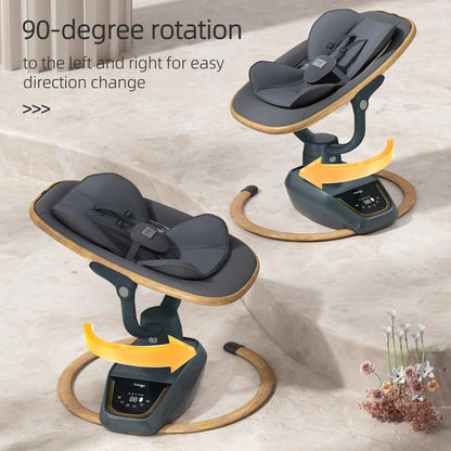 Trunellgea smart baby rocker showcasing the 3-position seat height recline and plush head support
