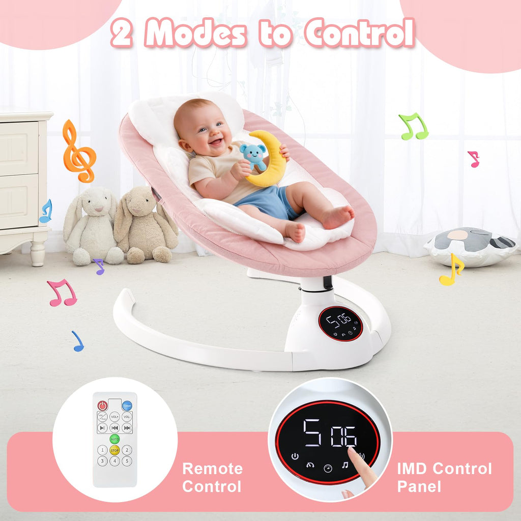 Soobaby portable baby rocker showing digital control panel