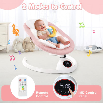 Soobaby portable baby rocker showing digital touch screen panel control base