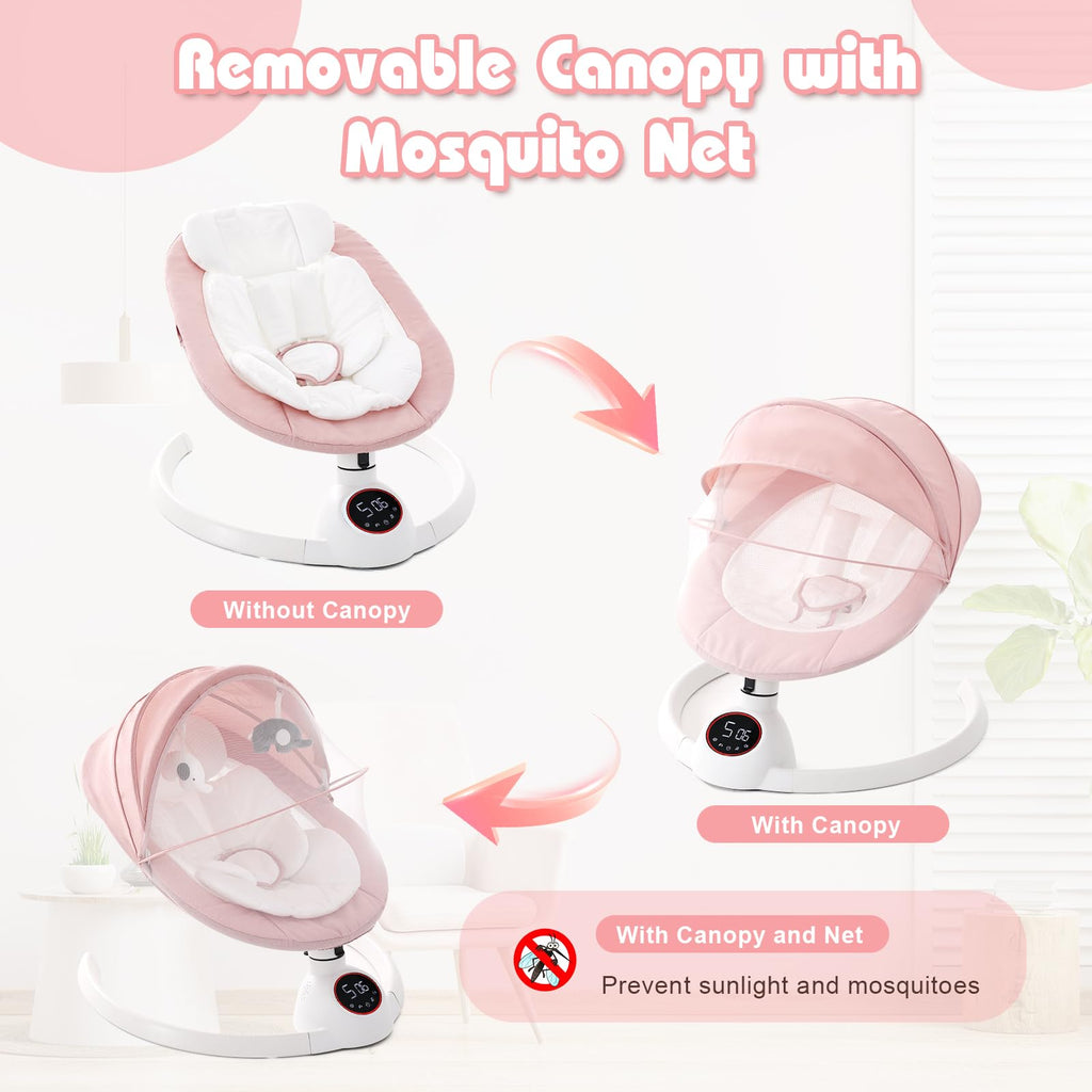 Soobaby infant swing featuring protective mesh canopy