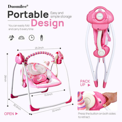 Duomilee baby swing folded for compact storage and travel