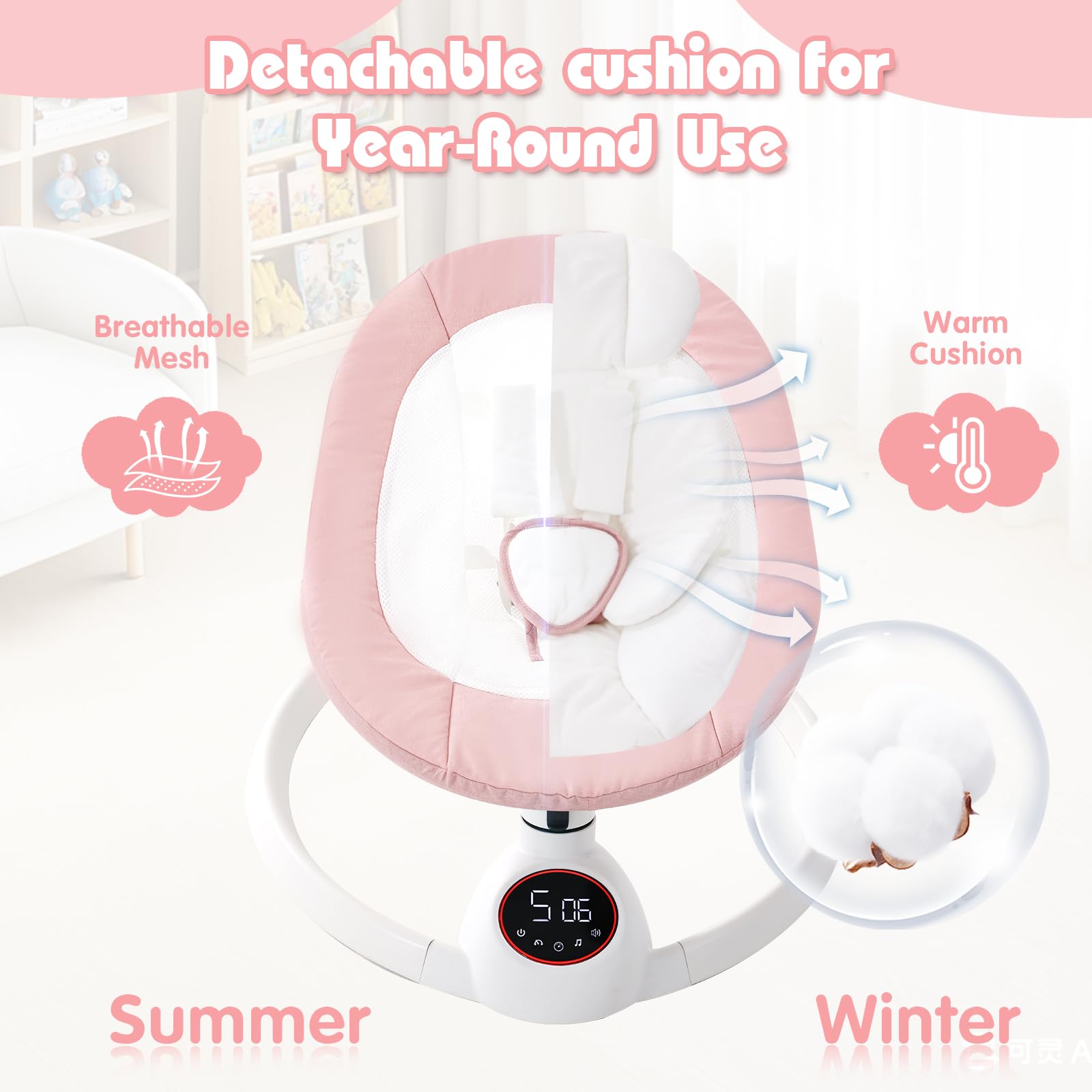 Soobaby motorized baby swing with included remote control accessory