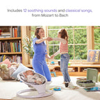 Munchkin baby swing disassembled into two compact parts for travel