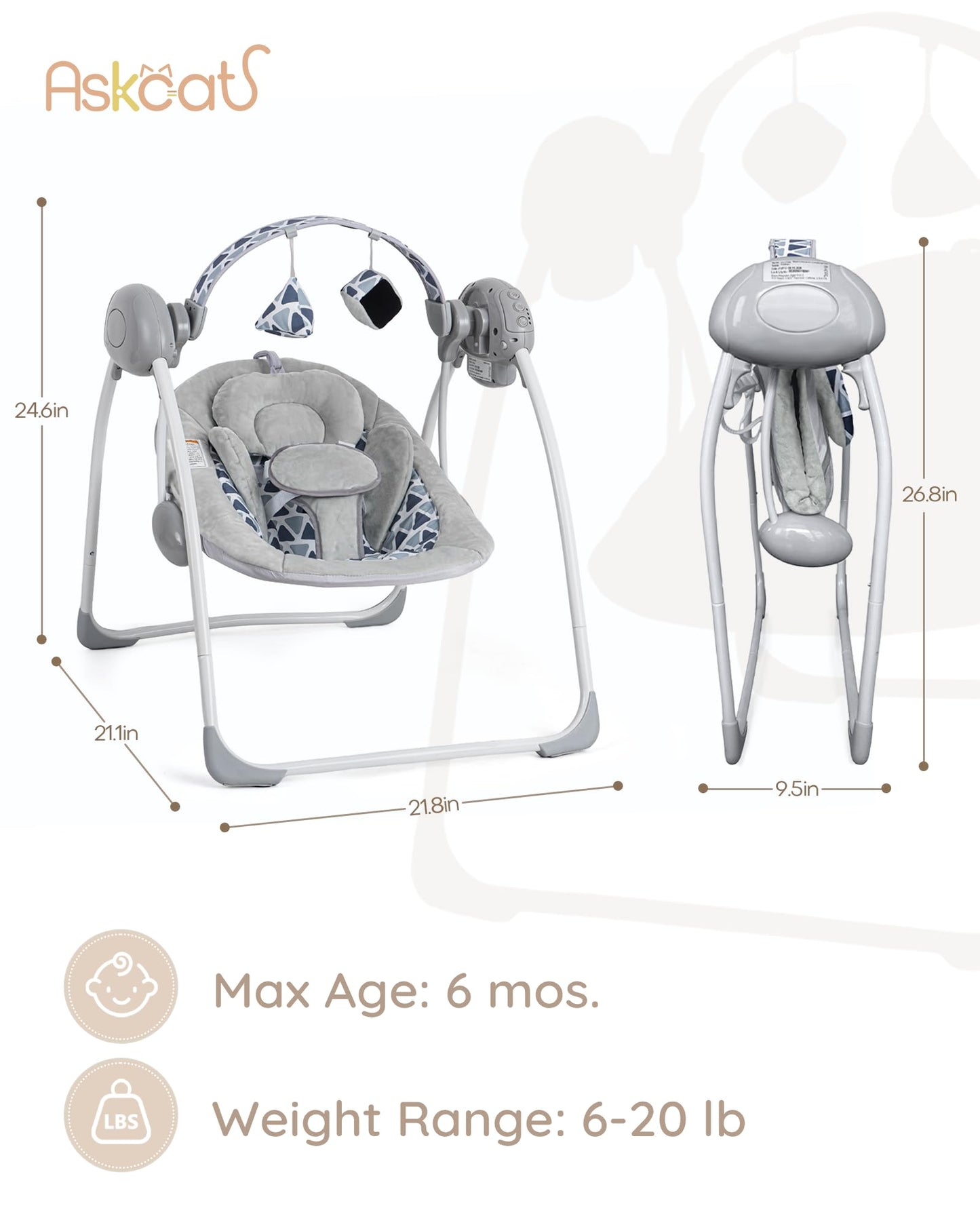 Folded AskCat baby swing for easy storage