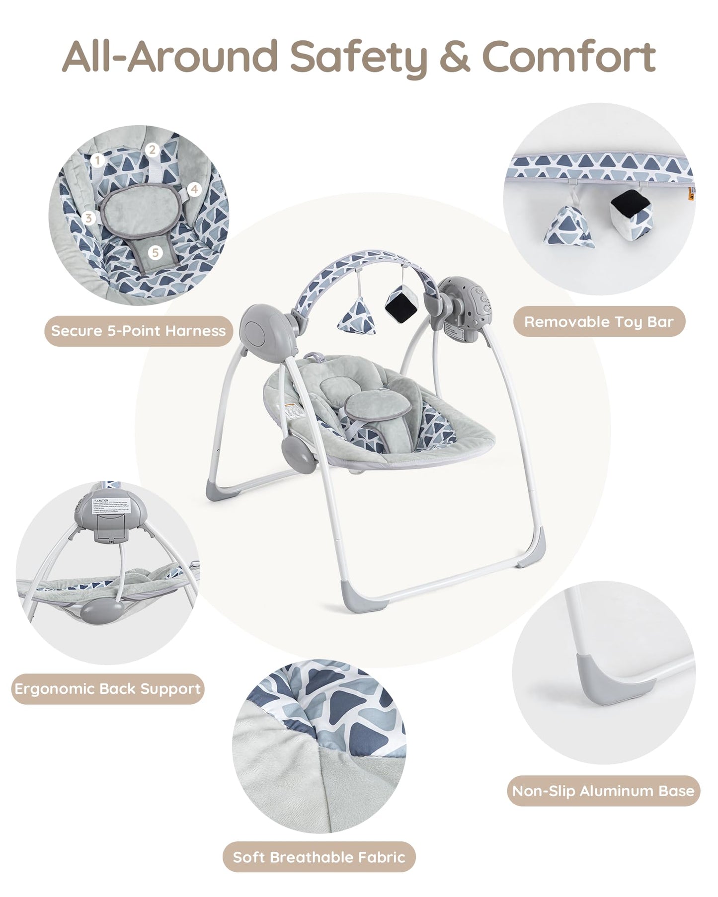 Top down view of baby swing seat pattern