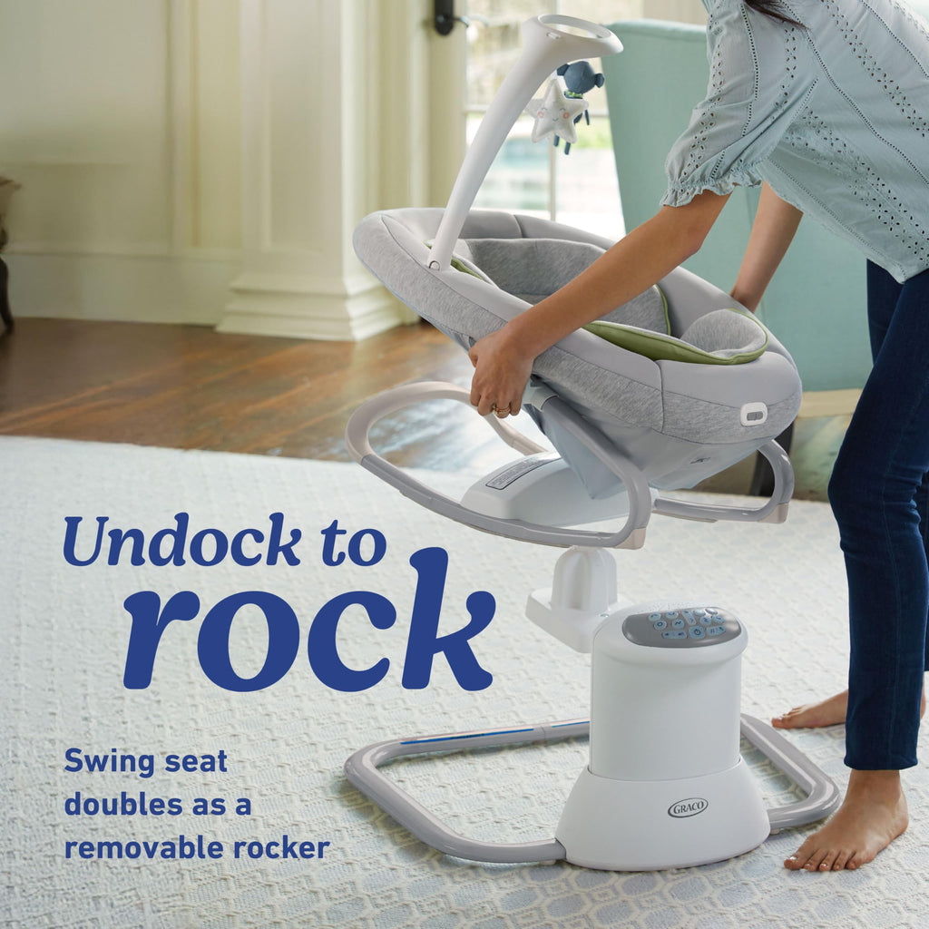 Detached portable rocker seat resting on the floor