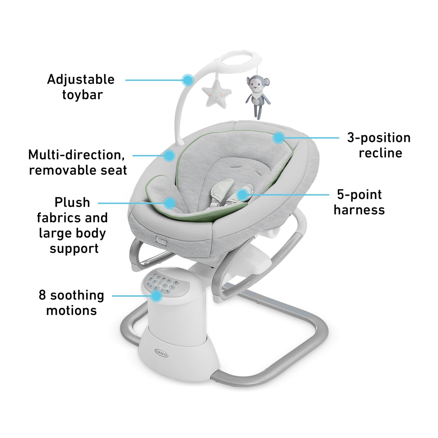 Graco swing in portable rocker mode used in home setting