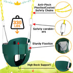 High back baby swing seat with 66 inch detachable chains and yellow protective coating.