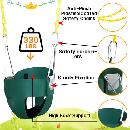 Close up of 3 point safety harness on Aobote toddler swing