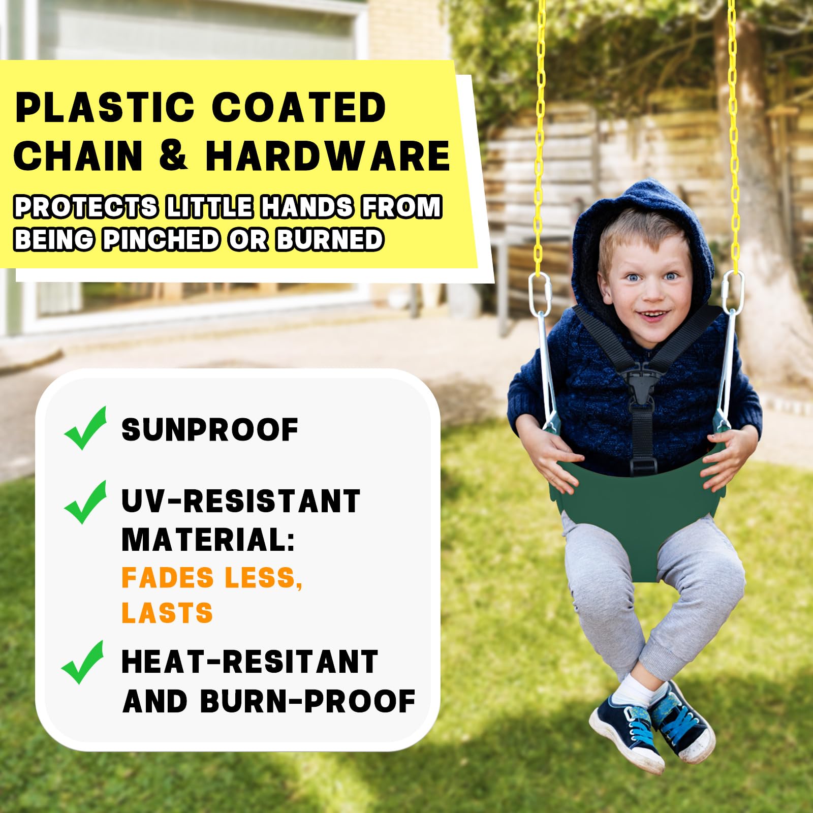 Durable polyethylene texture of Aobote green baby bucket swing