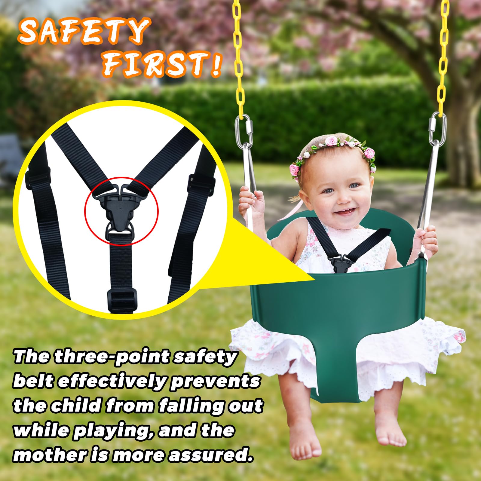 Aobote swing chain with yellow protective coating detail