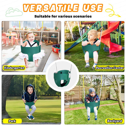 Aobote baby swing seat installed on an outdoor garden swing set