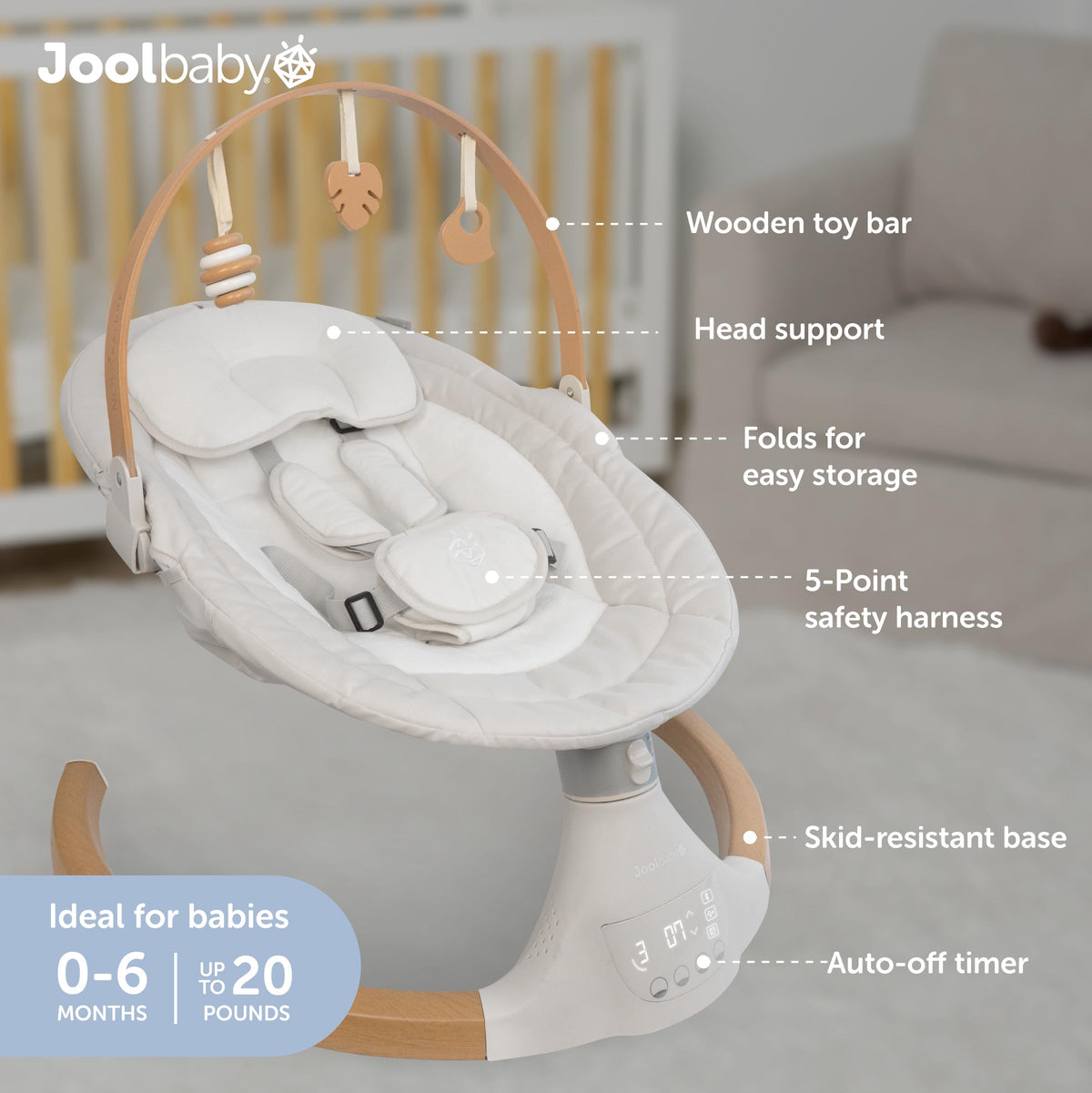 Jool Baby Nova Nature Baby Swing control panel and remote