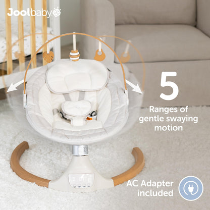 Close up of the Jool Baby Nova Nature natural wood toy bar