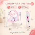 Riviplou SpaceSaver Ultra Compact Foldable Infant Swing overhead view featuring removable toy bar