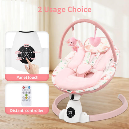 Side view of Suihuooo electric infant swing with 5-point harness