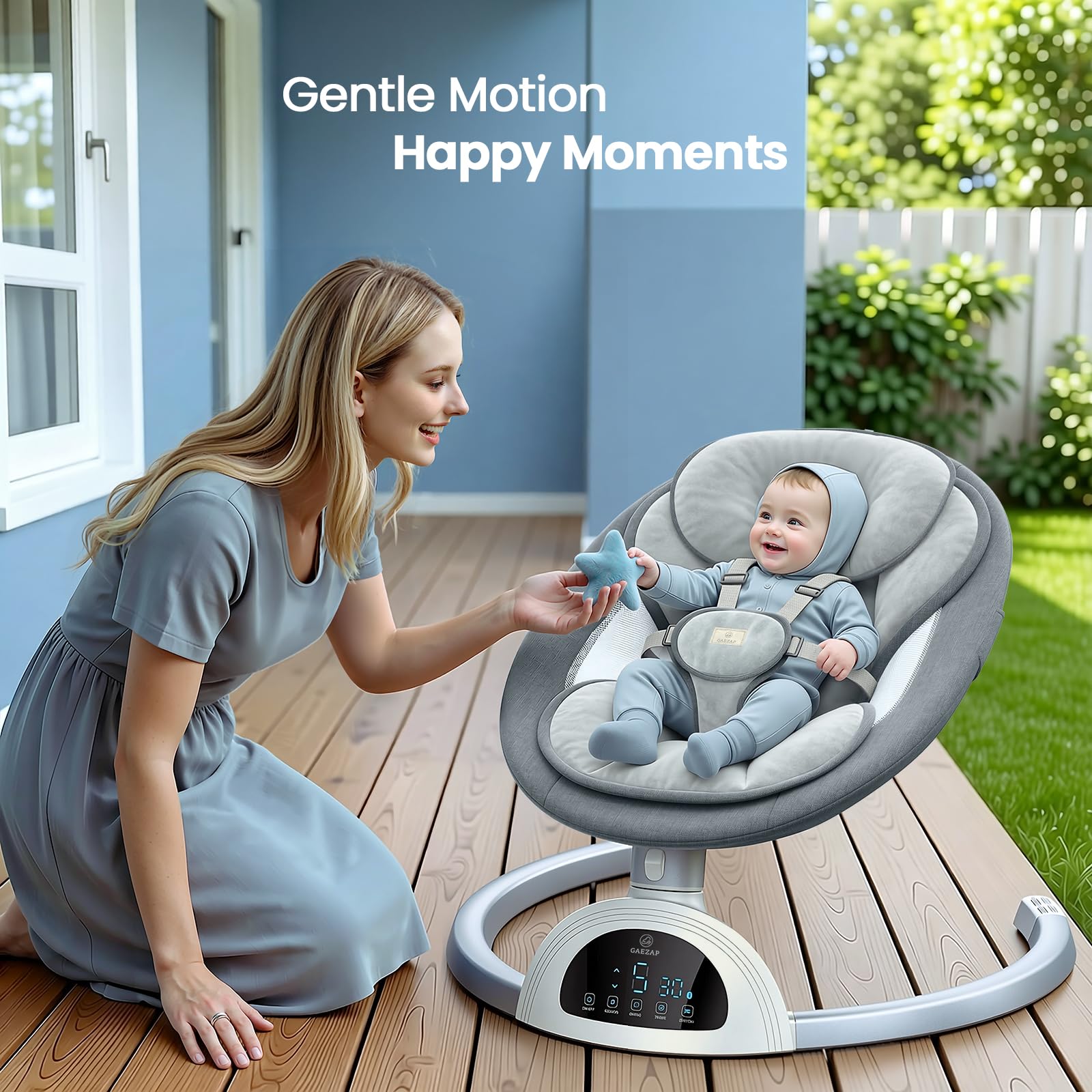 Folded GAEZAP baby swing frame for storage