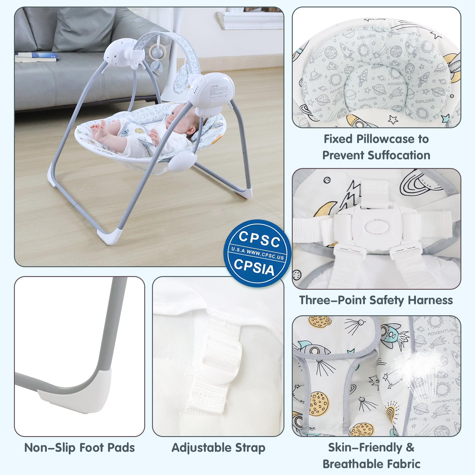 Furmubei infant swing foldable metal frame
