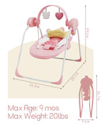 Monniebaby infant swing showing crown headrest and overhead toy bar