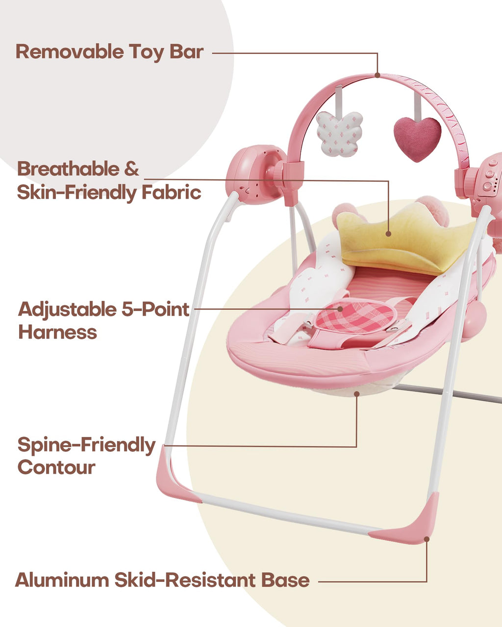 Monniebaby infant swing control panel with speed and timer buttons
