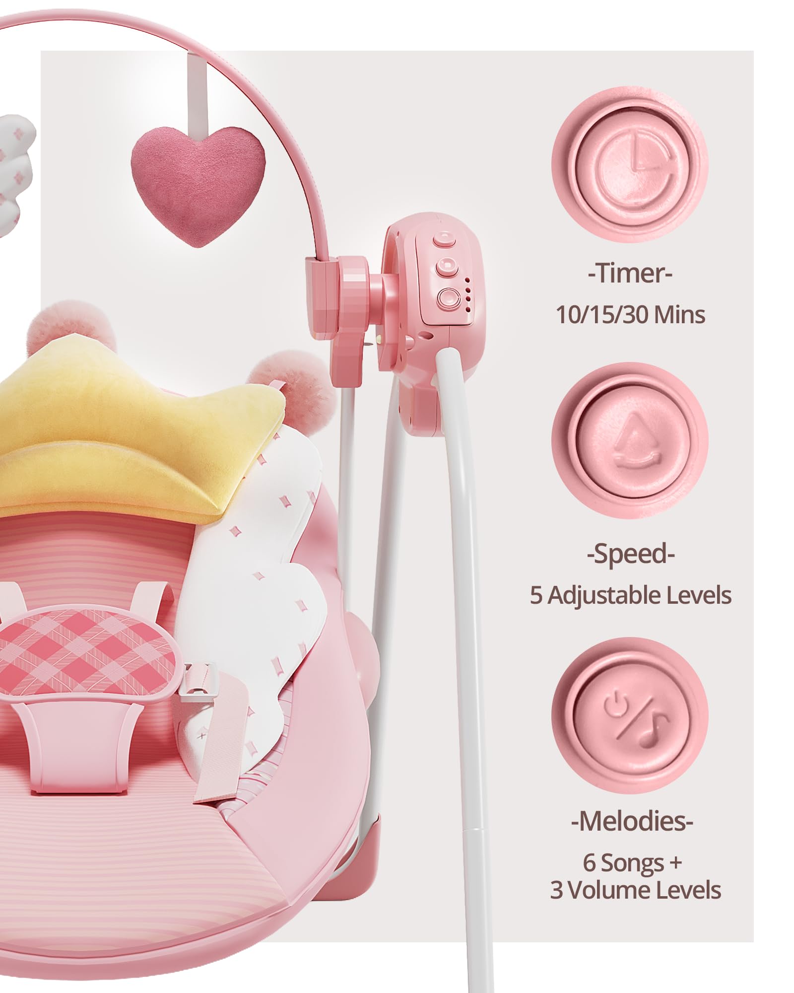 Folded Monniebaby portable swing for easy travel storage