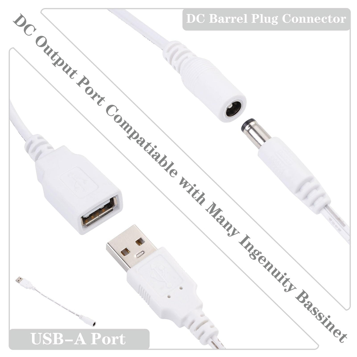 Close-up view of the DC barrel plug and power cable adapter.