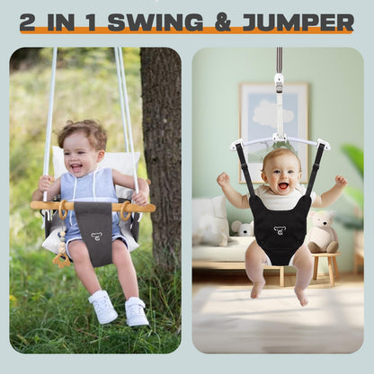 Folded white metal frame of toddler swing set illustrating compact space saving storage
