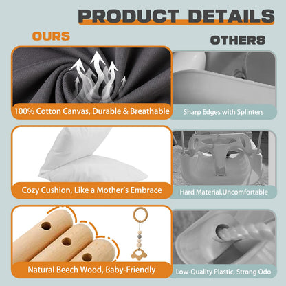 Infant jumping bouncer setup showcasing the breathable gray mesh harness and wide straps