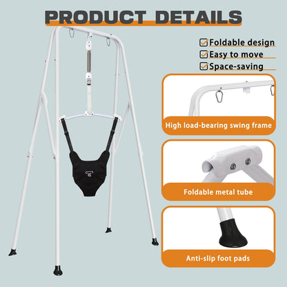 Canvas toddler swing mode with natural beechwood bars and comfortable plush cushions