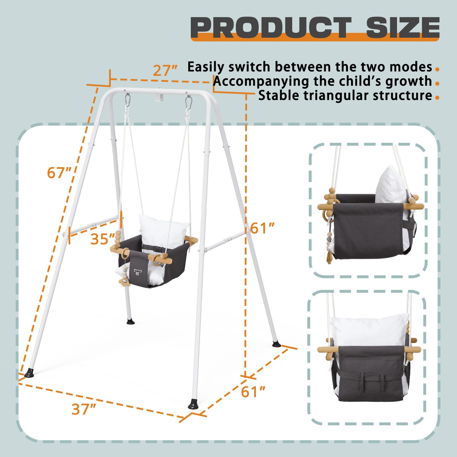 Stable indoor outdoor infant jumper stand deployed on an outdoor lawn background